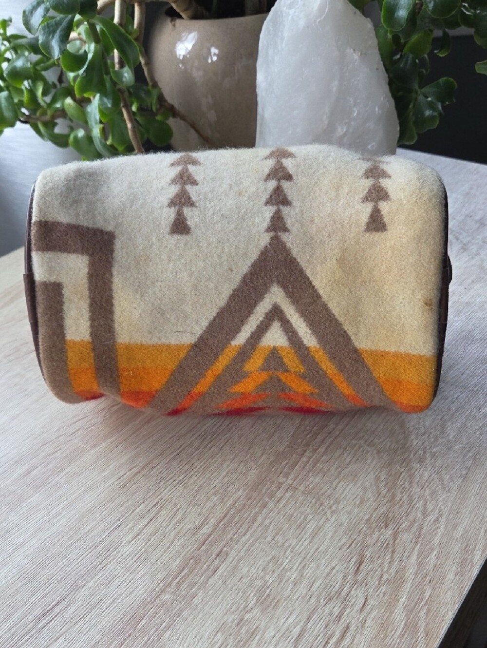 Pendleton Geometric Wool Travel Pouch in Cream, Orange & Red - Picture 5 of 9